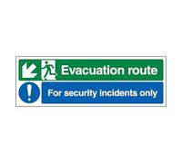 V Safety Evacuation Route - Señal de seguridad de plástico rígido, flecha abajo izquierda/incidentes de seguridad, 450 x 150 mm, 1 mm