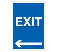 V Safety Exit - Señal de seguridad compuesta de aluminio (210 x 297 mm, A4), diseño de flecha azul