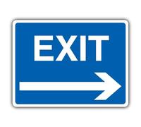 V Safety Exit - Señal de seguridad con flecha azul derecha - 300 x 225 mm - RA2 reflectante 3 mm compuesto de aluminio