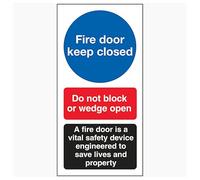 V Safety Fire Door Keep Closed/Do Not Block/A Fire Door 80 x 160 mm - Señal de seguridad de vinilo autoadhesivo