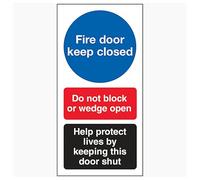 V Safety Fire Door Keep Closed/Do Not Block/Help Protect Lives - Señal de seguridad de vinilo autoadhesivo, 80 x 160 mm