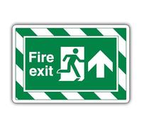 V Safety Fire Exit Arrow Up - Señal de seguridad compuesta de aluminio (350 x 250 mm, 3 mm)