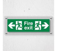 V Safety Fire Exit Left & Right 300 x 100 mm - Señal de seguridad de plexiglás acrílico fundido transparente