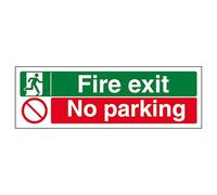 V Safety Fire Exit/No Parking - Señal de seguridad de plástico rígido (300 x 100 mm, 1 mm)