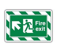 V Safety Fire Exit - Señal de seguridad (350 x 250 mm, 3 mm), diseño de flecha arriba a la izquierda