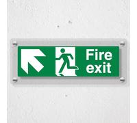V Safety Fire Exit - Señal de seguridad (450 x 150 mm), diseño de flecha arriba a la izquierda