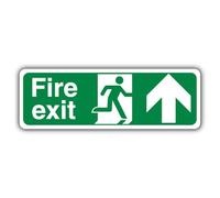 V Safety Fire Exit - Señal de seguridad con flecha hacia arriba, 600 x 200 mm, compuesto de aluminio reflectante RA2 de 3 mm