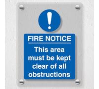 V Safety Fire Notice This Area Must Be Clear - Señal de seguridad de plexiglás acrílico fundido, 100 x 150 mm
