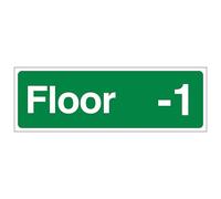 V Safety Floor -1 (planta baja baja) 450 x 150 mm, 3 mm, señal de seguridad compuesta de aluminio cepillado