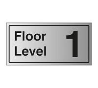 V Safety Floor Level 1 - Señal de seguridad de plástico rígido con efecto de aluminio (300 x 150 mm, 1,6 mm)