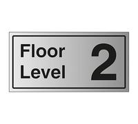 V Safety Floor Level 2 - Señal de seguridad de plástico rígido con efecto de aluminio (600 x 300 mm, 1,6 mm)