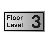 V Safety Floor Level 3 - Señal de seguridad de plástico rígido con efecto de aluminio (300 x 150 mm, 1,6 mm)