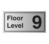 V Safety Floor Level 9 - Señal de seguridad de plástico rígido con efecto de aluminio (600 x 300 mm, 1,6 mm)