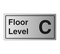 V Safety Floor Level C 600 x 300 mm - Señal de seguridad de plástico rígido con efecto de aluminio