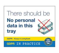 V Safety GDPR Pegatina - No Personal Data In This Tray 100 x 80 mm - Señal de seguridad de vinilo autoadhesivo