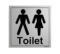 V Safety General Door-Gents/Ladies Toilet Sign - Señal de baño (150 x 150 mm, 3 mm, Aluminio Cepillado)