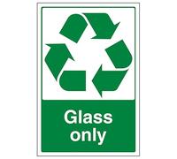 V Safety Glass Only 200 x 300 mm - Señal de seguridad autoadhesiva de vinilo que brilla en la oscuridad