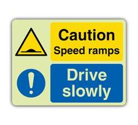 V Safety Glow In The Dark Caution Speed Ramps - Señal de advertencia de peligro - 300 x 225 mm - Hecho de vinilo autoadhesivo de triple brillo - Señalización de advertencia de peligro - Fabricado en