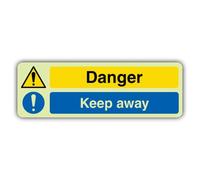 V Safety Glow In The Dark Danger Keep Away - Señal de seguridad (600 x 200 mm), hecha de plástico rígido de triple brillo, señalización de advertencia de peligro, fabricada en Gran Bretaña