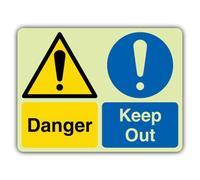 V Safety Glow In The Dark Danger Keep Out - Señal de seguridad (600 x 450 mm), hecha de vinilo autoadhesivo de doble brillo, señalización de advertencia de peligro, fabricada en Gran Bretaña