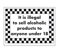 V Safety It Is Ilegal To Sell Alcoholic Products To Anyone Under 18 - Señal de seguridad compuesta de aluminio de 3 mm, 200 x 150 mm