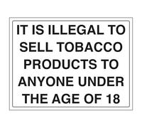 V Safety It Is Ilegal To Sell Tobacco Products To Anyone Under 18 - Señal de seguridad compuesta de aluminio de 3 mm, 400 x 300 mm