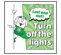 V Safety Last One Out! Turn Off The Lights Woman Left - Señal de seguridad compuesta de aluminio cepillado de 3 mm, 100 x 100 mm