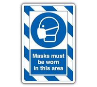 V Safety Masks Must Be Worn In This Area - ExtraViz 250 x 350 mm - Señal de seguridad de vinilo autoadhesivo