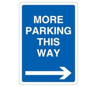 V Safety More Parking This Way - Señal de seguridad compuesta de aluminio (210 x 297 mm, A4), 3 mm, diseño de flecha azul