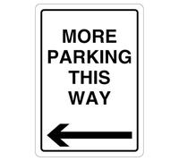 V Safety More Parking This Way - Señal de seguridad de plástico rígido de 210 x 297 mm (A4), diseño de flecha izquierda