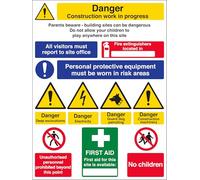 V Safety Multi Hazard Site Safety Guard Dogs - Retrato 450 x 600 mm - Señal de seguridad compuesta de aluminio de 3 mm