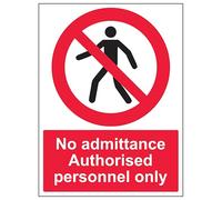 V Safety No Admittance - Autorised Personnel Only 150 x 200 mm - Vinilo autoadhesivo - Señal de seguridad con efecto de aluminio