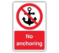 V Safety No Anchoring Sign - Señal de seguridad (300 x 450 mm), compuesto de aluminio, señalización de prohibición, fabricada en Gran Bretaña