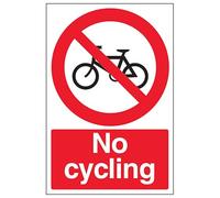 V Safety No Cycling - Señal de seguridad (150 x 200 mm, vinilo autoadhesivo, efecto aluminio)