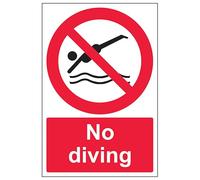 V Safety No Diving - Señal de seguridad de plástico rígido (200 x 300 mm, 2 mm)
