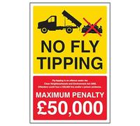 V Safety No Fly Tipping/Fly Tipping Is An Offence/Max Penalty - Señal de seguridad compuesta de aluminio de 3 mm, 450 x 600 mm