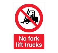 V Safety No Forklift Trucks - Señal de seguridad de plástico rígido A4, 210 x 297 mm (A4), 1 mm
