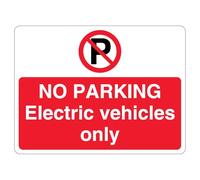 V Safety No Parking Electric Vehicles Only - Prohibition 'P' - Señal de seguridad reflectante de aluminio compuesto de 3 mm (400 x 300 mm)