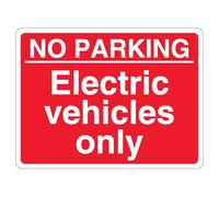 V Safety No Parking Electric Vehicles Only - Señal de seguridad de aluminio reflectante (400 x 300 mm, 3 mm), diseño de paisaje rojo