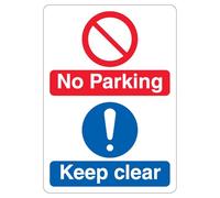 V Safety No Parking Keep Clear - Señal de seguridad de plástico rígido de 210 x 297 mm (A4) con símbolo doble