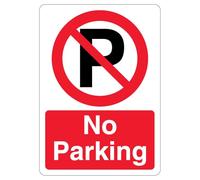 V Safety No Parking - Señal de seguridad de plástico rígido de 1 mm, símbolo de prohibición con texto en inglés "P", 210 x 297 mm (A4)