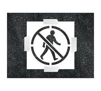 V Safety No Peatón Icon Stencil 400 x 400 mm - 1,1 mm - Señal de seguridad de polipropileno