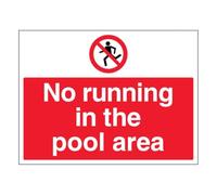 V Safety No Running In The Pool Area - Señal de seguridad de vinilo autoadhesivo (400 x 300 mm)