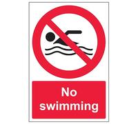 V Safety No Swimming - Señal de seguridad de plástico rígido (200 x 300 mm, 2 mm)
