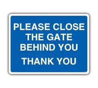 V Safety Please Close The Gate Behind You Thank You - Señal de seguridad de paisaje - 300 x 225 mm - Adhesivo facial para ventana