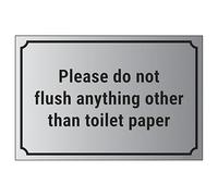 V Safety Please Do Not Flush Anything Other Than Toilet Paper 200 x 150 mm - Vinilo autoadhesivo - Señal de seguridad con efecto de aluminio