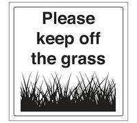 V Safety Please Keep Off The Grass 200 x 200 mm - Señal de seguridad de vinilo autoadhesivo