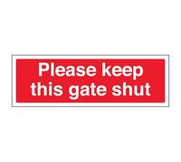 V Safety Please Keep This Gate Shut - Señal de seguridad de plástico rígido (300 x 100 mm, 2 mm)
