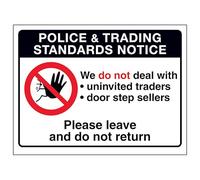 V Safety Police & Trading...We Do Not...Please Leave and Do Not Return - Señal de seguridad de plástico rígido de 200 x 150 mm, 1 mm