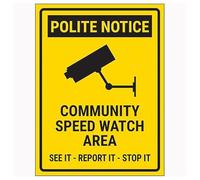 V Safety Polite Notice/Community Speed Watch Area/See It-Report It-Stop It 200 x 300 mm - Señal de seguridad compuesta de aluminio cepillado de 3 mm